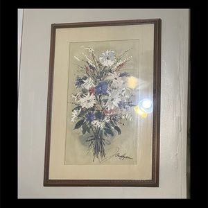 Vintage XL Framed John Haymson Serigraph “Bouquet Flowers” 31.5” x 22.75”